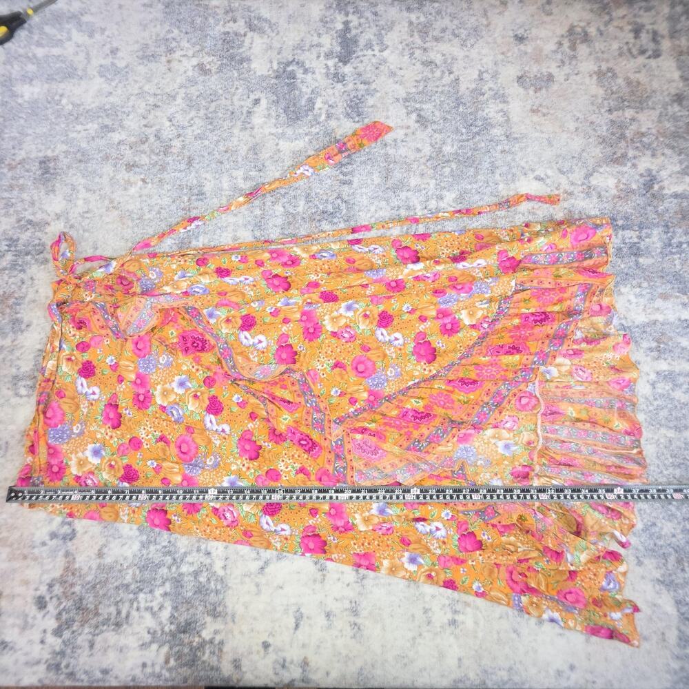 Sea Lustre Skirt Womens Medium Yellow Floral Wrap Ruffle Hem Maxi Boho Vacay - Picture 4 of 7